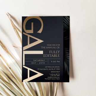 Modern Black and Gold Gala Invitation Card