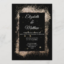 Modern Black and Gold Glitter Minimalist Wedding