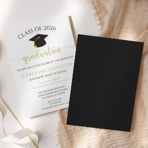 Modern Black and Gold Graduation Party Invitation