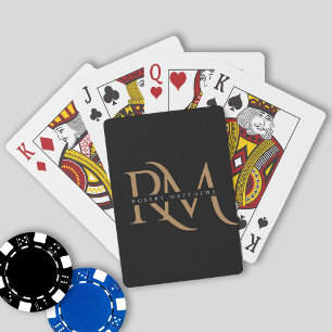 Modern Black and Gold Initials Elegant Monogrammed Playing Cards