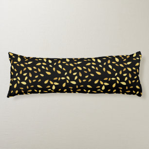 Modern Black and Gold Leaves Illustrated Pattern Body Cushion