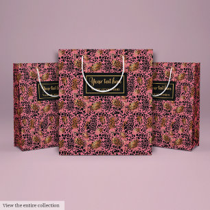 Modern black and gold leopard skin birthday wrap medium gift bag