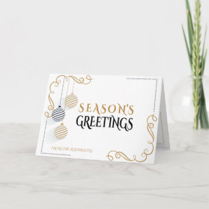 Modern Black and Gold Minimal Holiday Baubles Card