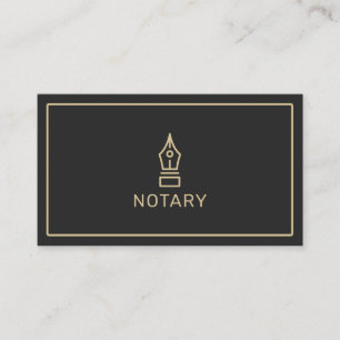 Modern black and gold notary loan signing agent business card