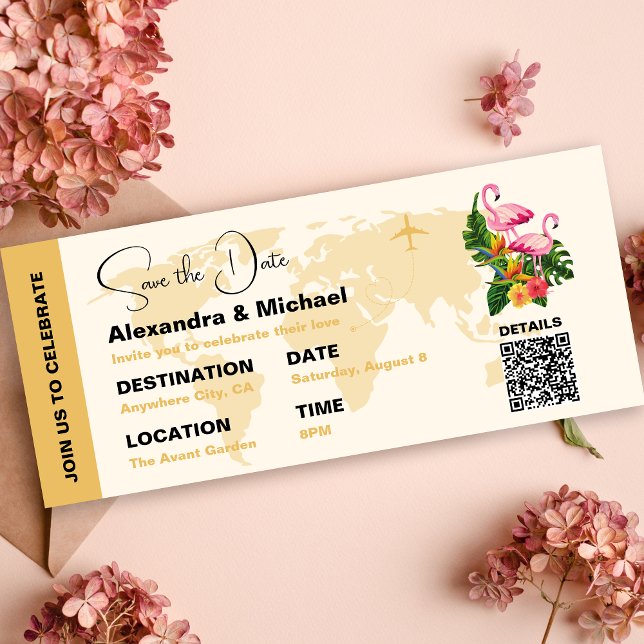 Modern Black and Gold Passport Save the Date Invit Invitation (Creator Uploaded)