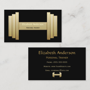 Modern Black and Gold Personal Trainer Business Card