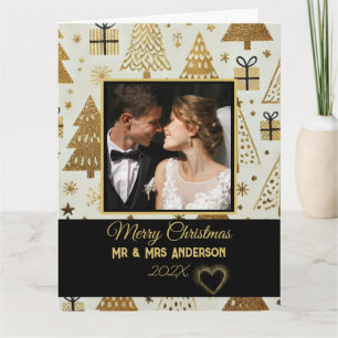 Modern Black and Gold Personalized Couples  Card