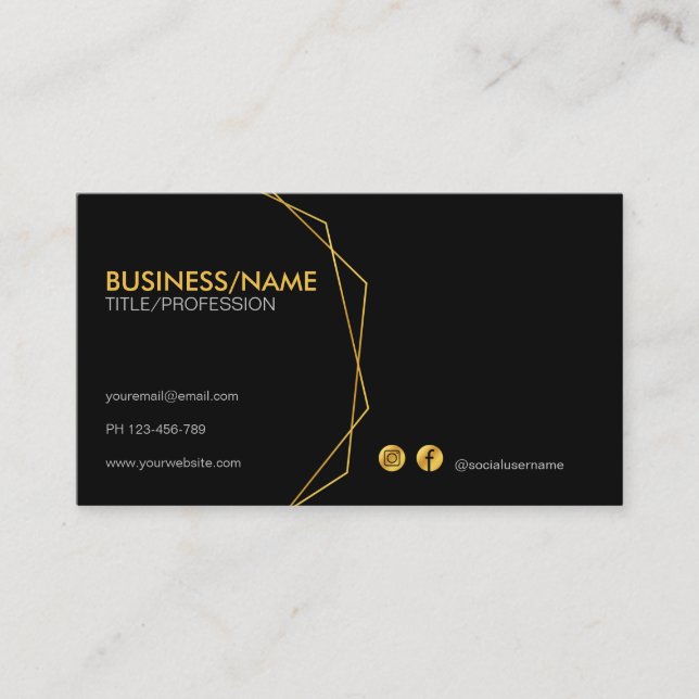Modern Black and Gold Professional Business Card (Front)
