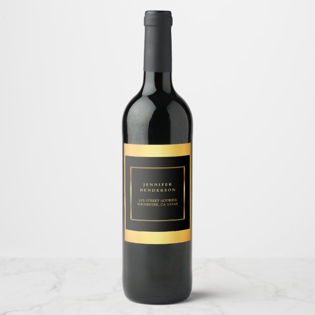 Modern black and gold professional promotional win wine label (Front)
