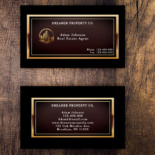 Modern Black and Gold Real Estate Business Card