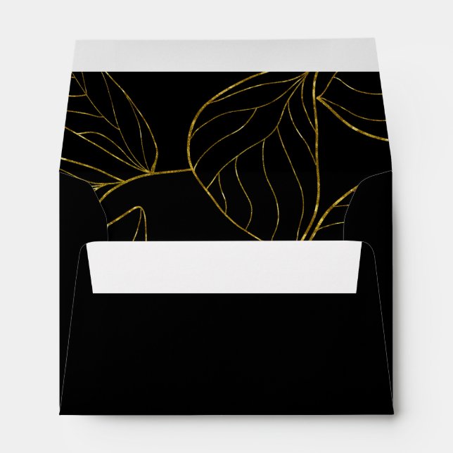 Modern Black and Gold  Return Address Envelope (Back (Bottom))