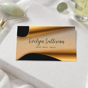 Modern Black and Gold Salon Editable Business Card