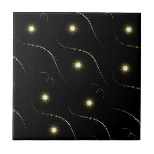 Modern Black And Gold Shooting Stars Ceramic Tile