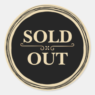 Modern Black and Gold Sold Out  Classic Round Sticker