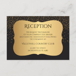 Modern Black and Gold Speckles - Reception Enclosure Card