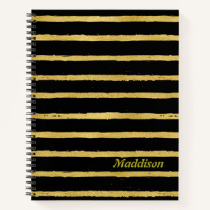 Modern Black and Gold  Striped  Notebook