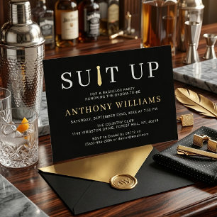 Modern Black and Gold Suit Up Bachelor Party Real
