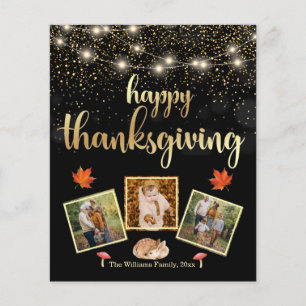 Modern Black and Gold Thanksgiving Photo Collage Flyer