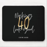 Modern black and gold typography 40th birthday mouse pad<br><div class="desc">Modern black and gold typography 40th birthday  gift. Part of a elegant stylish collection.</div>
