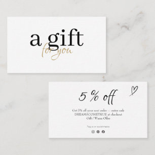 Modern Black and Gold Typography Business Discount Card