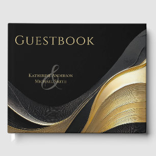 Modern Black and Gold Wedding Guest Book