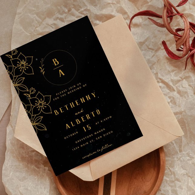 Modern Black and Gold Wedding Invitation (Creator Uploaded)