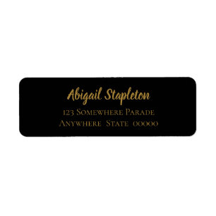 Modern Black and Gold Wedding Return Address Label