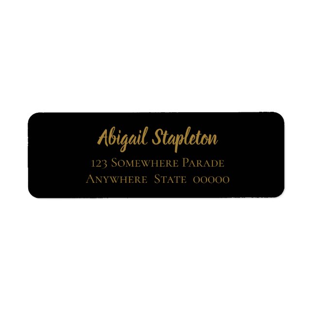 Modern Black and Gold Wedding Return Address Label (Front)