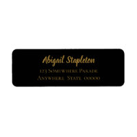 Modern Black and Gold Wedding Return Address