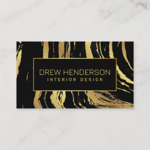 Modern Black and Gold Zebra Stripes  Business Card