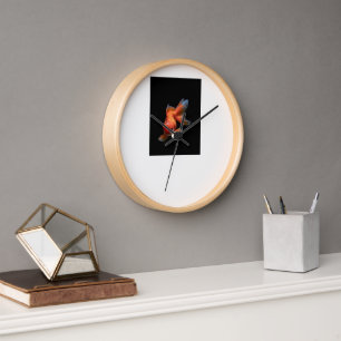 Modern black and goldfish designer wooden wall clo clock