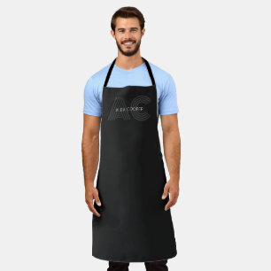 Modern Black and Gray Monogram Apron
