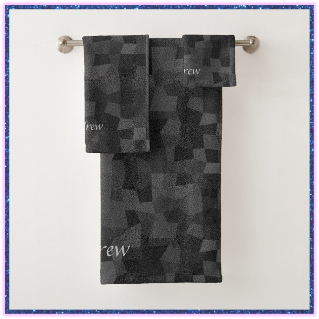Modern Black and Grey Abstract Geometric Towel (Creator Uploaded)