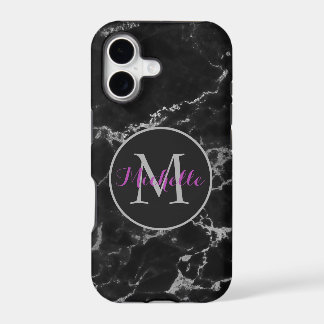 Modern Black And Grey Marble Stone Monogram