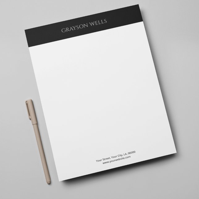 Modern Black and Grey Minimalist Professional Custom Letterhead (Modern Black and Grey Minimalist Professional Letterhead)