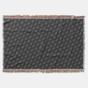 Modern Black and Grey Monogram Throw Blanket