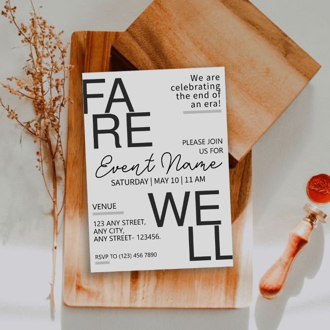 Modern Black and Grey Neutral Farewell Invitation (Creator Uploaded)