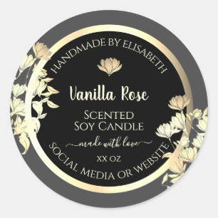 Modern Black and Grey Packaging Labels Gold Frame
