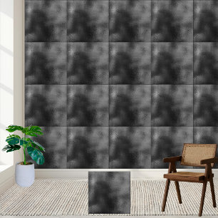 Modern Black and Grey Textured Abstract Design Ceramic Tile