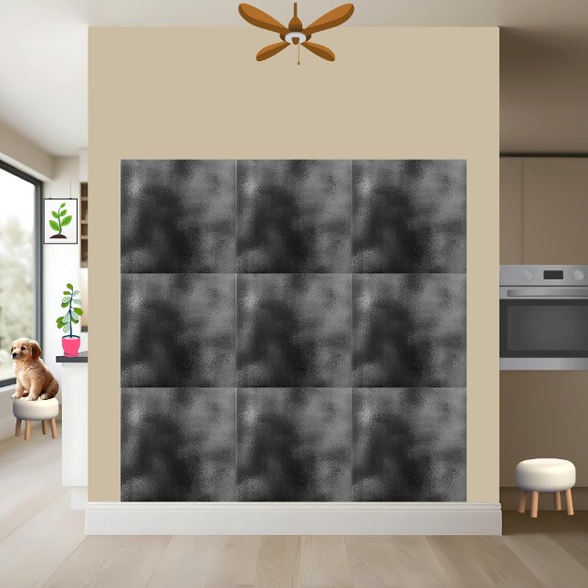 Modern Black and Grey Textured Abstract Design Ceramic Tile (Creator Uploaded)