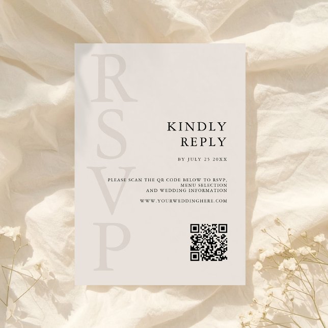 Modern Black and Ivory Minimalist Wedding RSVP Card (Creator Uploaded)