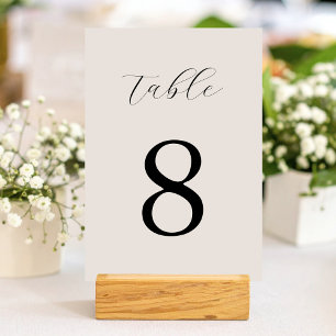 Modern Black and Ivory Minimalist Wedding Table Number