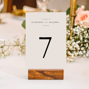 Modern Black and Ivory Minimalist Wedding  Table Number