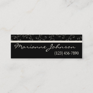 Modern Black And Ivory Swirl Mini Business Card