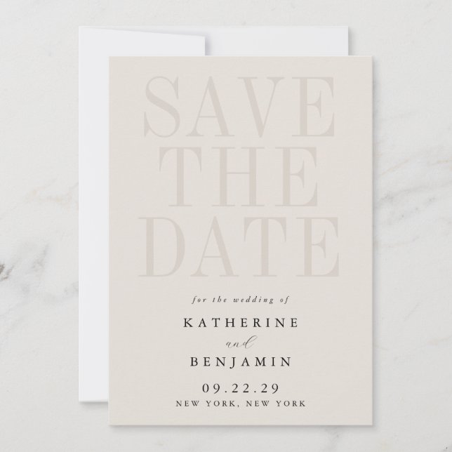 Modern Black and Ivory Wedding Save The Date (Front)
