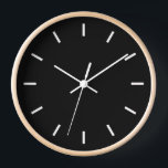 Modern Black and Natural Wood Clock<br><div class="desc">A modern wall clock with a black face features white 5 minute graduation marks in white.</div>