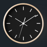 Modern Black and Natural Wood Clock<br><div class="desc">A modern wall clock with a black face features white 5 minute graduation marks in white.</div>
