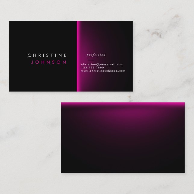 modern black and neon pink design business card (Front/Back)