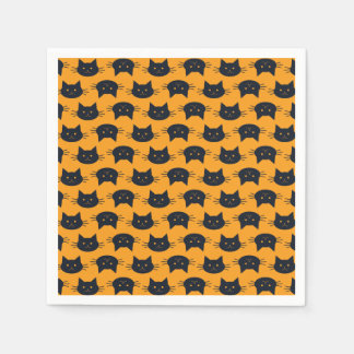 Modern Black and Orange Halloween Cats Napkin