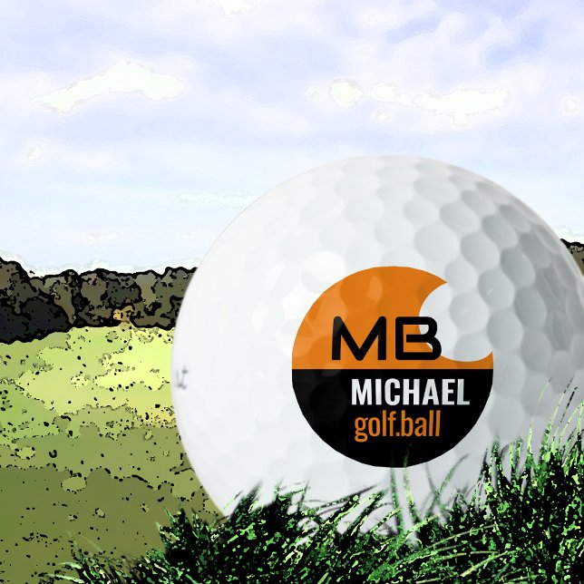 Modern Black and Orange Logo Golf Ball (Creator Uploaded)